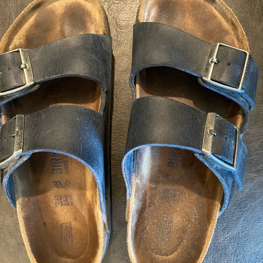 Birkenstock Navy Leather Arizona Sandals